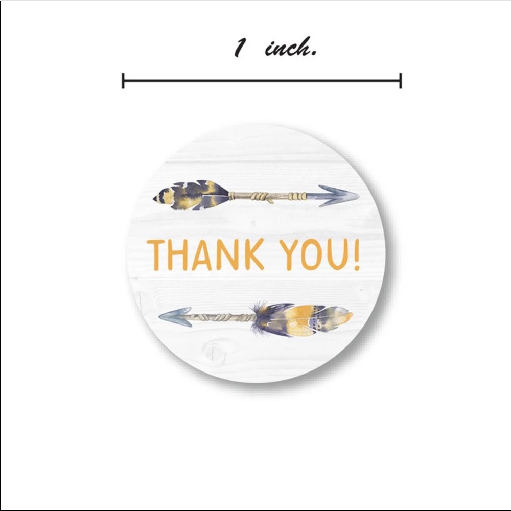 100 1” Round Arrow Thank You Stickers Clearance - Picture 3 of 5